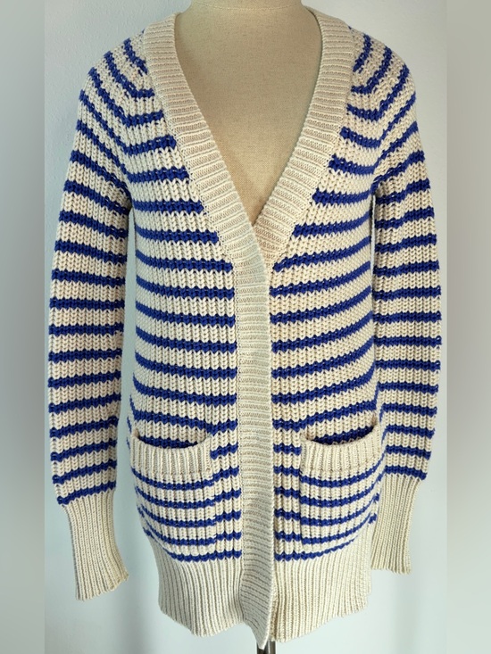 J. Crew Sweaters - J. Crew Ripplestitch Cardigan Sweater Striped Chunky Knit Preppy Nautical Cozy